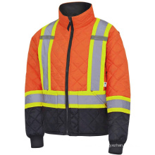 OEM Custom Wholesale High Visibility Quilted Freezer Jacket Orange Safety Work Wears